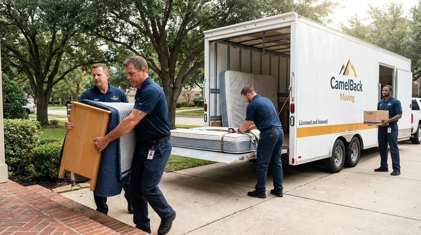 Crew loading residential truck for cross-state move from Gadsden, AL