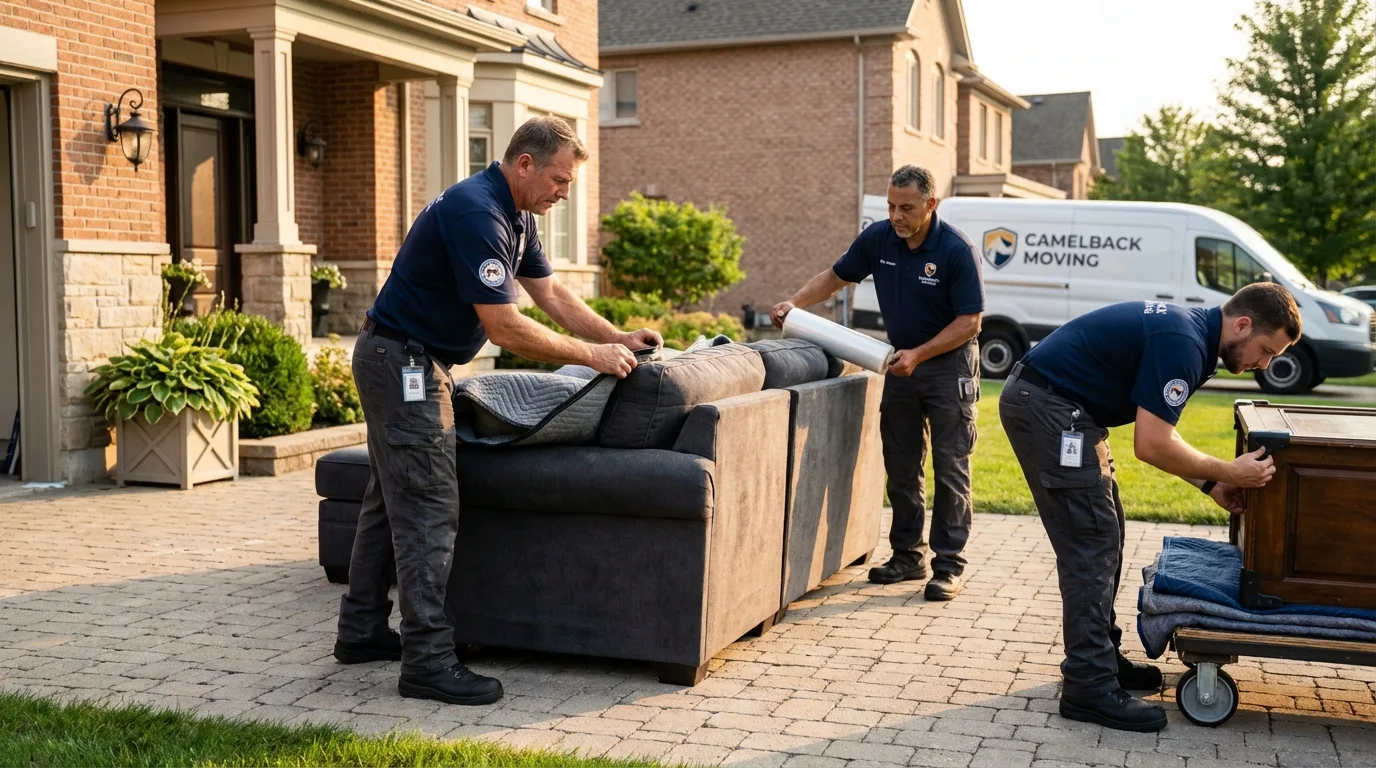 Large estate moving crew wrapping furniture in Gadsden, AL